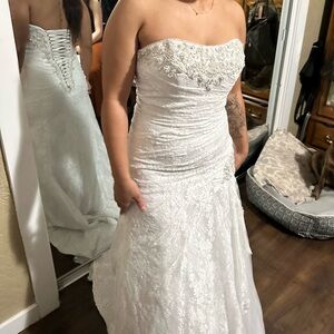 David's bridal, a-line lace wedding dress, size 10